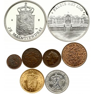 Netherlands 1/2 Cent - 10 Gulden (1917-1948) SET Lot of 6 Coins & 2 Tokens
