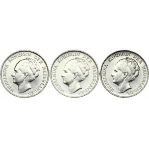 Netherlands 1 Gulden 1923, 1928, 1929 Lot of 3 Coins