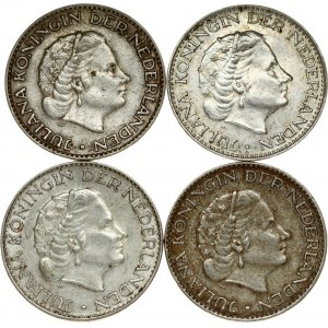 Netherlands 1 Gulden 1957-1967 Lot of 4 Coins