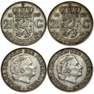 Netherlands 2 1/2 Gulden 1960, 1962 Lot of 2 Coins
