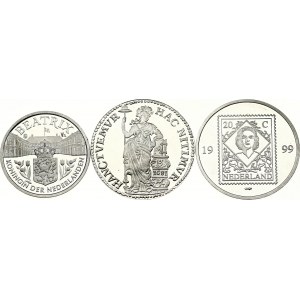 Netherlands 1 Gulden & Medals (1681-2005) Lot of 3 Coin & Medals