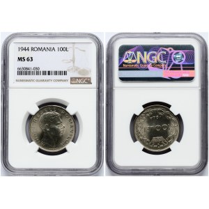 Romania 100 Lei 1944 NGC MS 63