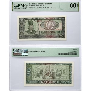 Romania 25 Lei 1966 Tudor Vladimirescu Banknote PMG 66 Gem Uncirculated EPQ