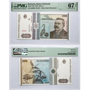 Romania 200 Lei 1992 Grigore Antipa Banknote PMG 67 Superb Gem Unc EPQ