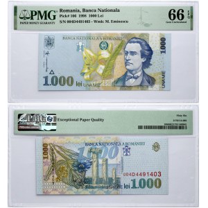 Romania 1000 Lei 1998 Mihai Eminescu Banknote PMG 66 Gem Uncirculated EPQ