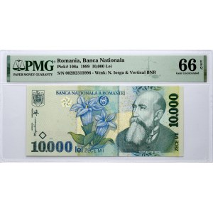 Romania 10 000 Lei 1999 Nicolae Iorga Banknote PMG 66 Gem Uncirculated EPQ