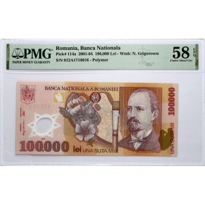 Romania 100 000 Lei 2001-2004 Nicolae Grigorescu Banknote PMG 58 Choice About Unc EPQ