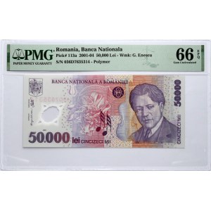 Romania 50 000 Lei 2001-2004 George Enescu Banknote PMG 66 Gem Uncirculated EPQ