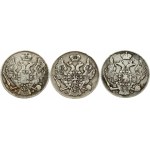 30 Kopecks - 2 Zlotych 1835, 1837, 1838 MW Lot of 3 Coins
