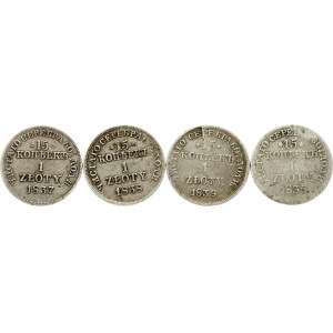 15 Kopecks - 1 Zloty 1836, 1837-1839 Lot of 4 Coins