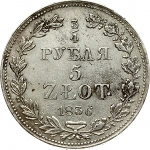 3/4 Roubles - 5 Zlotych 1836 MW (R)