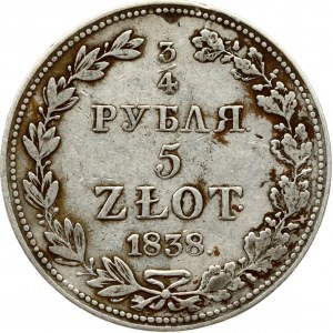 3/4 Roubles - 5 Zlotych 1838 MW