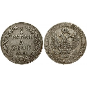 3/4 Roubles - 5 Zlotych 1840 MW (R)