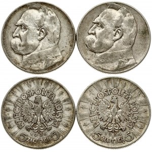 Poland 5 Zlotych 1934 Pilsudski Lot of 2 Coins