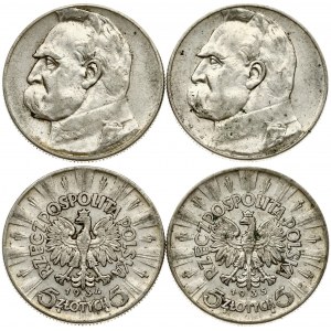 Poland 5 Zlotych 1934, 1935 Pilsudski Lot of 2 Coins