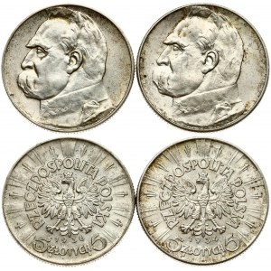 Poland 5 Zlotych 1934, 1936 Pilsudski Lot of 2 Coins