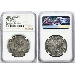 Russia Poltina 1724 (R)NGC VF DETAILS