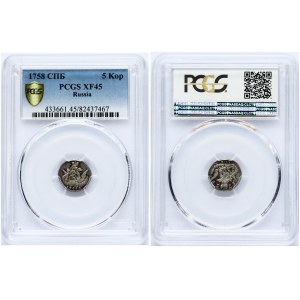 Russia 5 Kopecks 1758 СПБ PCGS XF 45