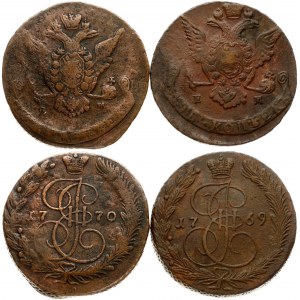 5 Kopecks 1769 ЕМ & 1770 EM Lot of 2 Coins