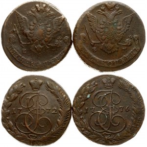 5 Kopecks 1772 & 1776 EM Lot of 2 Coins