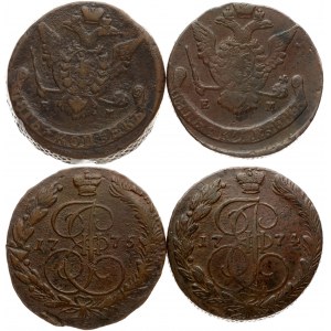 5 Kopecks 1774 & 1775 EM Lot of 2 Coins