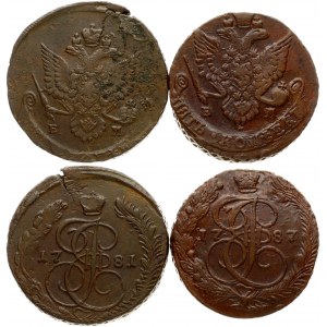 5 Kopecks 1781 & 1787 EM Lot of 2 Coins