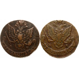 5 Kopecks 1782 & 1784 EM Lot of 2 Coins