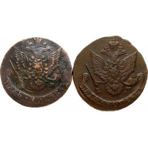 5 Kopecks 1785 & 1786 EM Lot of 2 Coins
