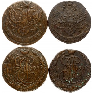 5 Kopecks 1789 & 1791 EM Lot of 2 Coins