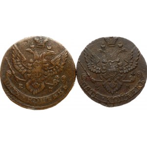 5 Kopecks 1789 & 1791 EM Lot of 2 Coins