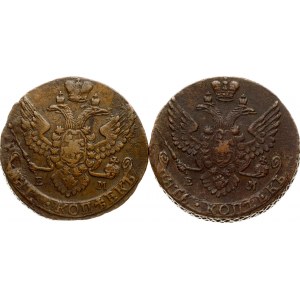 5 Kopecks 1790 & 1792 EM Lot of 2 Coins