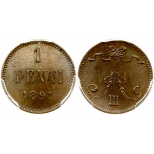 Russia For Finland 1 Penni 1891 PCGS MS65BN
