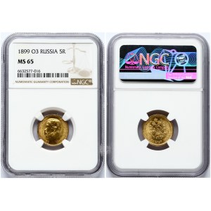 Russia 5 Roubles 1899 ФЗ NGC MS 65 ONLY 4 COINS IN HIGHER GRADE