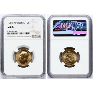 Russia 10 Roubles 1904 АР NGC MS 64