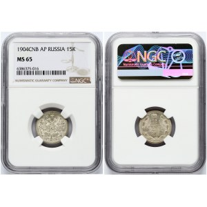 Russia 15 Kopecks 1904 СПБ-АР NGC MS 65