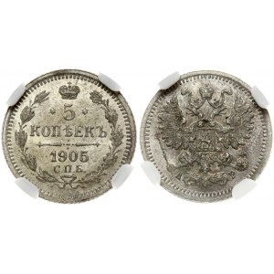 Russia 5 Kopecks 1905 СПБ-AP NGC MS 64