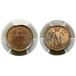 Russia For Finland. 1 Penni 1912 PCGS MS65 RB ONLY 2 COINS IN HIGHER GRADE
