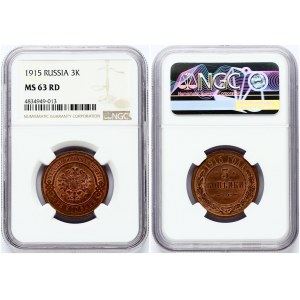 Russia 3 Kopecks 1915 NGC MS 63 RD