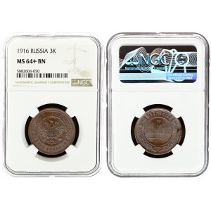 Russia 3 Kopecks 1916 NGC MS 64+ BN