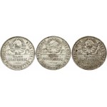 Russia 50 Kopecks 1924 & 1925 (ПЛ & TP) Lot of 3 Coins