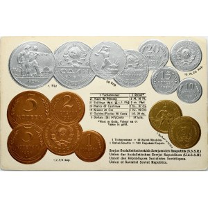 Postcard with Soviet Coins