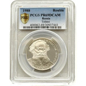 Russia Rouble 1988 Leo Tolstoi PCGS PR69DCAM MAX GRADE