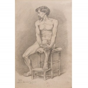 Józef Brandt (1841 – 1915), Studium siedzącego mężczyzny, 1863
