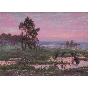 Andrzej Malinowski (1882 - 1932), Landscape with herons