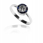 Platynowy pierścionek w stylu Art Deco z diamentem i szafirami