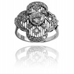 Bague en platine de style Art déco avec diamants