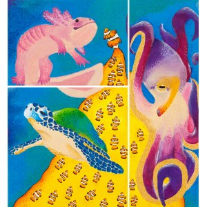 Sandra Jędrys (b. 2007, Lodz), Behind the shoal of clownfish. - triptych