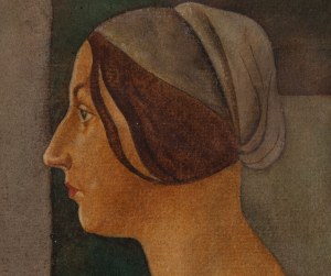 Bolesław Cybis (1895 Folwark Massandra na Krymie - 1957 Trenton (New Jersey, USA)), Głowa kobiety w konwencji dawnego malarstwa włoskiego, około1930