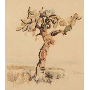 Bolesław Cybis (1895 Massandra Farm auf der Krim - 1957 Trenton (New Jersey, USA)), Kaktus (Vorderseite) / Berglandschaft (Rückseite), 1930
