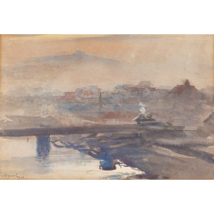 Leon Wyczółkowski (1852 Huta Miastkowska - 1936 Varšava), Pohled na Dębnický most v Krakově, 1913